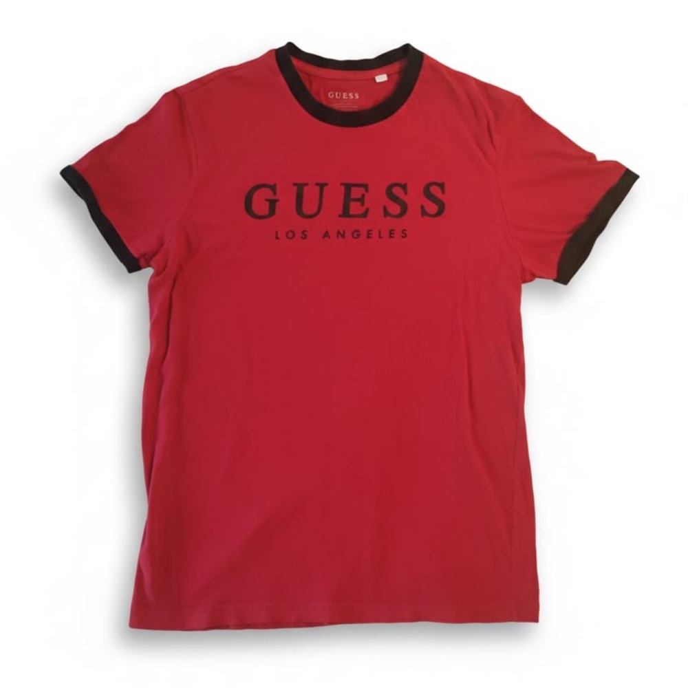 Guess Red and Black Men's Short Sleeve Tee (T9)